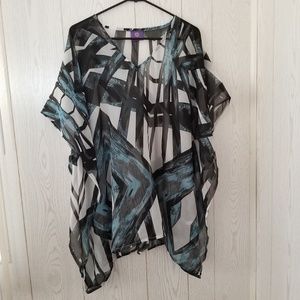 CURATIONS CARAVAN SHEER PRINTED TUNIC